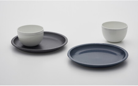 2016/ TY Cup & Plate set【2016/オリジナル】有田焼 食器 器 皿 中皿 食器セット 4点 プレート ブラック グレー カップ ホワイト シンプル A40-430