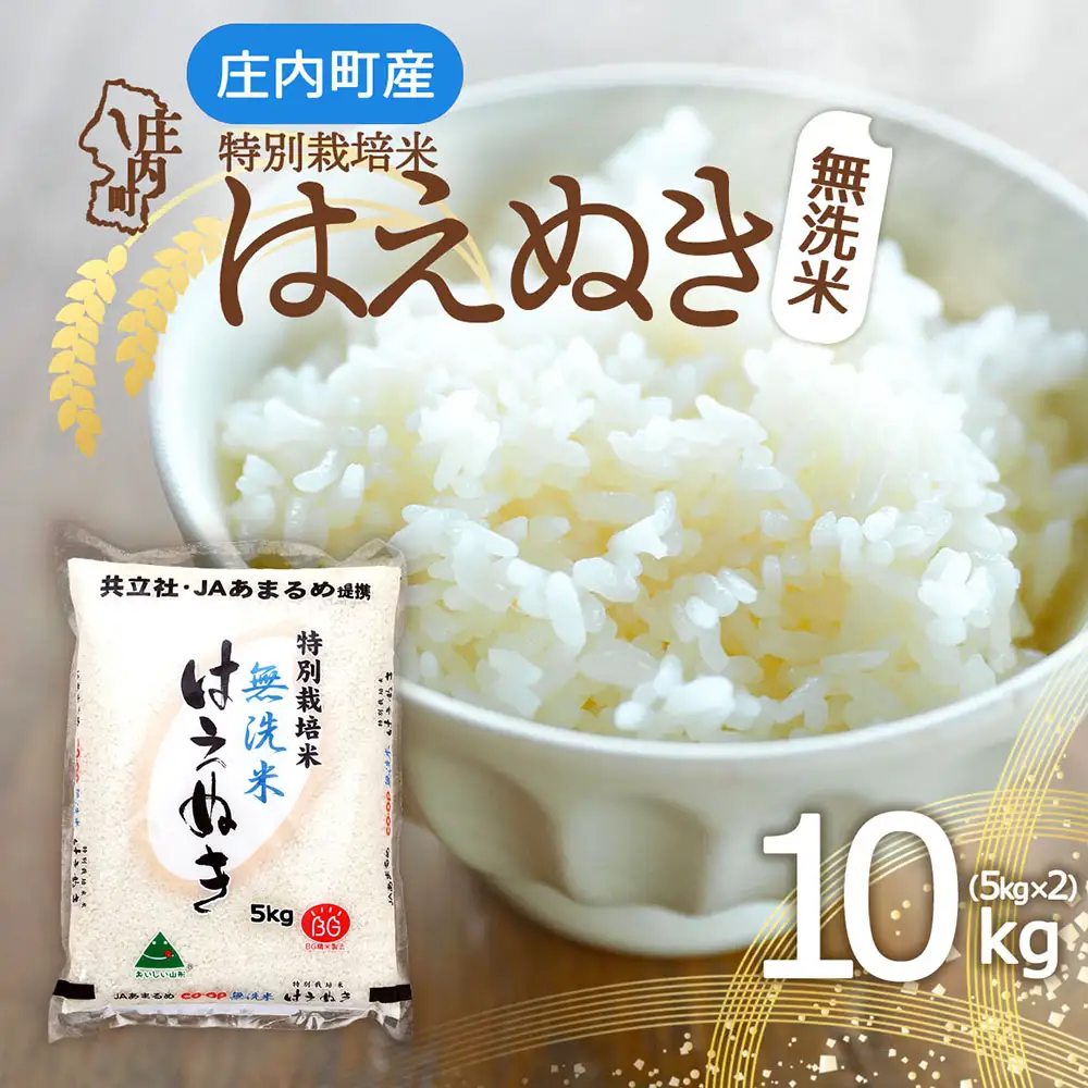 庄内町産 特別栽培米 はえぬき 無洗米 10kg 5kg×2袋 令和7年産 2025年産 余目産 余目町農協 あまるめ ブランド米 米 国産 単一原料米 山形 庄内平野 コシヒカリの原点、亀の尾発祥の地 庄内