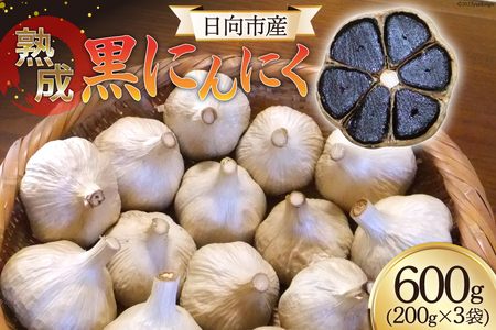 黒にんにく(200g×3袋)《国産・自家農園栽培・農薬不使用》 [甲斐自然派農園 宮崎県 日向市 452060130]