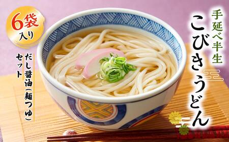 手延べ半生こびきうどん 6袋入り だし醤油 (麺つゆ)　2本付