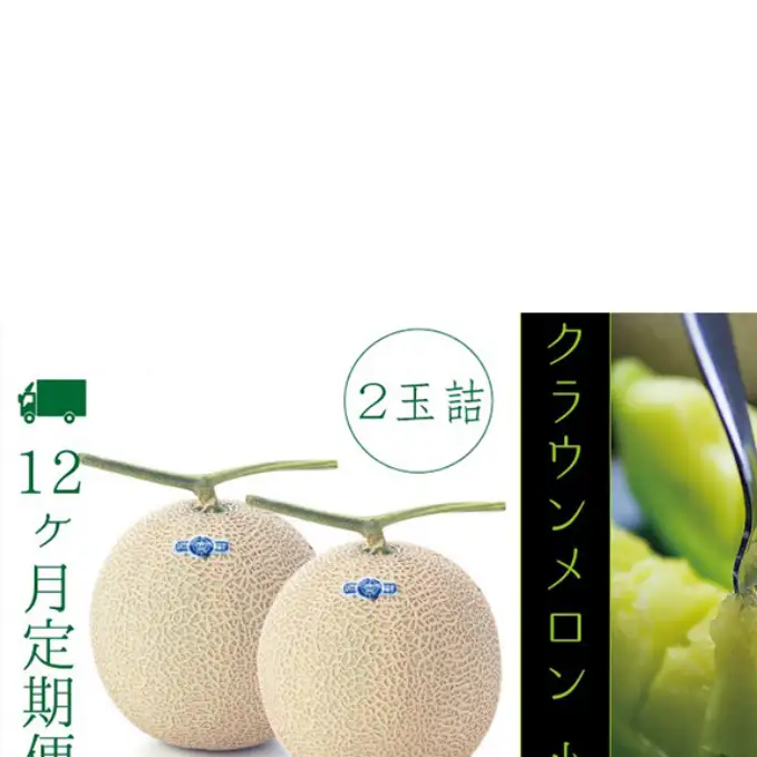 【12ヶ月定期便】クラウンメロン（白等級）小玉　２玉入 果物類 メロン青肉 