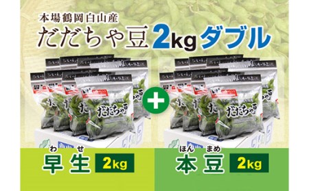 《先行予約 2026年度発送》鶴岡白山産だだちゃ豆(早生・本豆)2kgダブル えだ豆 豆類 豆 枝豆 えだまめ 野菜 食品 山形県 FSY-0156