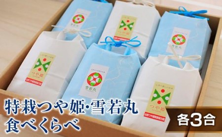【令和7年産】発送直前精米★山形特栽米 お米つや姫・雪若丸たべくらべセット（各3合） F2Y-4798