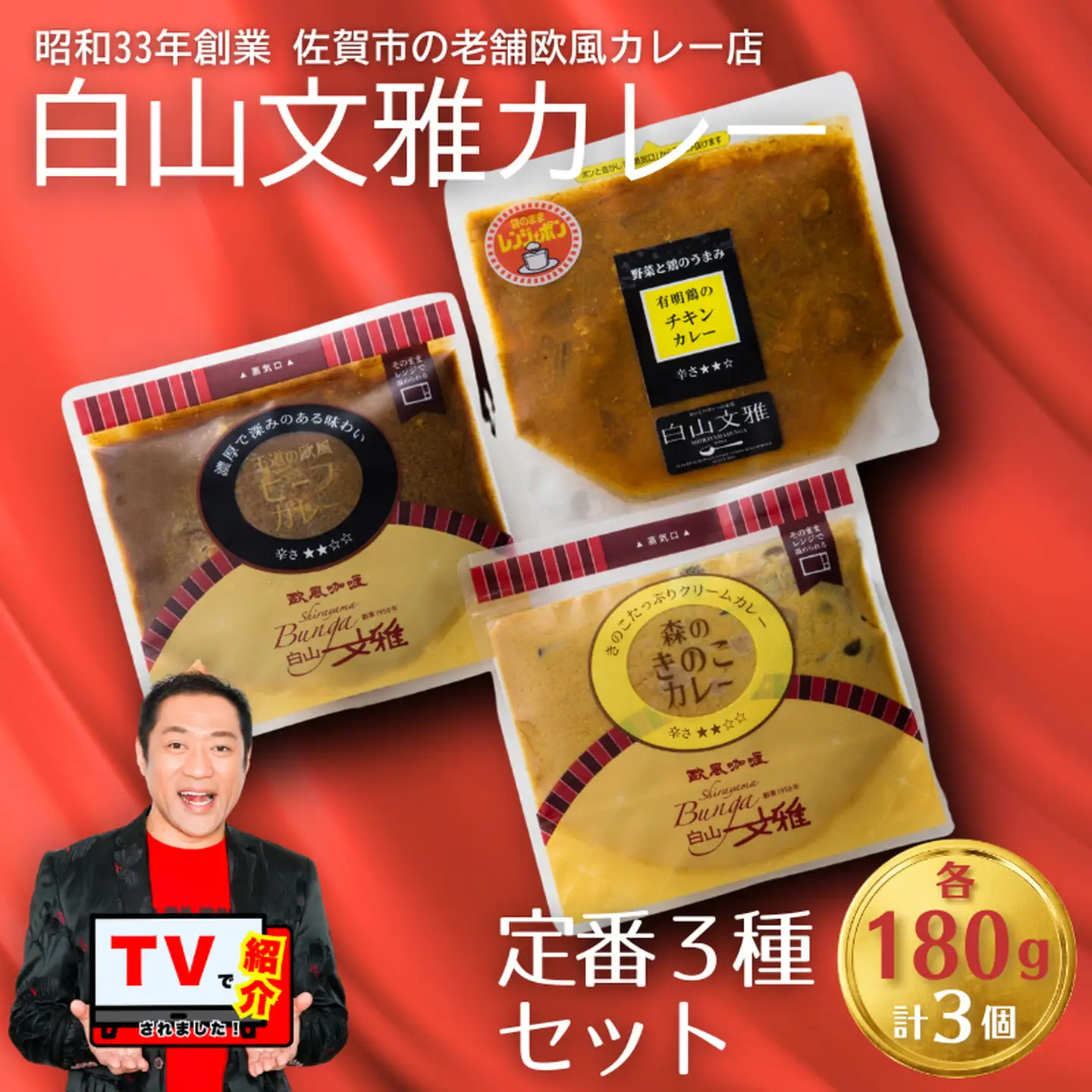 白山文雅カレー 定番 3種 セット 欧風カレー：B155-017