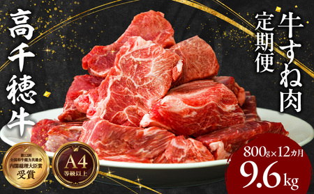 【12ヶ月定期便】 高千穂牛 すね肉 400g×2パック×12回 牛肉 肉 お肉 精肉 定期便 定期 国産牛 ブランド牛 黒毛和牛 和牛 すね 牛すね肉 A4等級以上 宮崎県産 国産 贈答 贈り物 煮込み料理 シチュー カレー 普段使い おかず 冷凍 _Tk002-t078