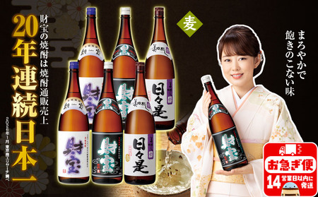 C3-22105／【麦焼酎】一升瓶3種6本