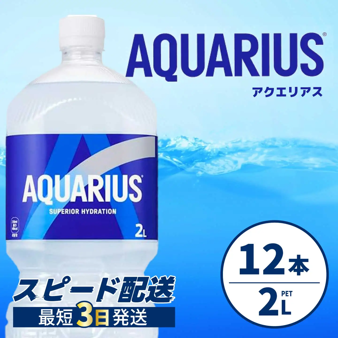 アクエリアス PET 2L×12本(6本×2ケース) 最短3日で発送 スポーツドリンク スポーツ飲料 清涼飲料水 水分補給 ペットボトル 箱買い まとめ買い 014019