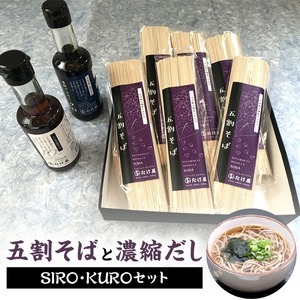 国産五割そば+濃縮ダシsiro・kuroセット_そば 五割 乾麺 国産 100g×2束×6袋 濃縮だし 200ml×2本 セット 温麺用 冷麺用 ザル ざるそば 出汁 煮物 鍋 万能ダシ 濃縮 蕎麦乾麺 国産そば粉100％使用 福岡県産 麺類 食べ物 グルメ お取り寄せ 福岡県 久留米市 送料無料 〔Bu011〕