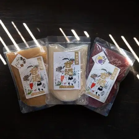 【天然醸造】老舗蔵元が大吟醸の酒粕だけでつくった甘酒〈プレーン・ゆずベリー・まめ茶〉280g×3袋【1231459】