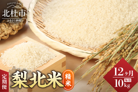 【令和7年度米】【12ヶ月定期便】JA梨北米（精米）10kg おまかせ銘柄 梨北信玄米コシヒカリ 武川コシヒカリ 農林48号 コシヒカリ 山梨県産 つやひめ 甘み 粘り 山梨最大の米処 北杜市武川町産 [h067]