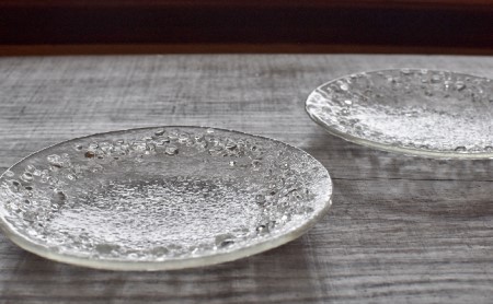 ガラスのお皿（小皿2枚組） 食器 工芸品 ガラス製 