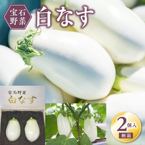宝石野菜 白なす（桐箱2個入）_宝石野菜 白なす 桐箱 2個入 大きい 果肉 軟らかく アクが少ない 癖がない 味が絶品 女性の顔が隠れるくらい 揚げナス 煮浸し めんつゆ トロトロ 珍しい野菜 珍しい茄子 エイチアイ株式会社 お取り寄せ ギフト 久留米市 送料無料 〔Gv020〕