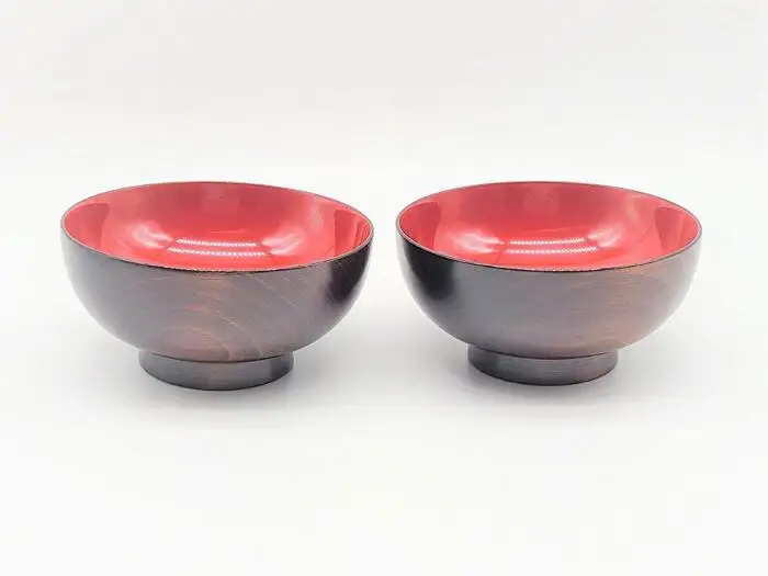 川連漆器 木目汁椀 ペア 漆器 漆器 【佐藤豊八商店】[B5-5801]