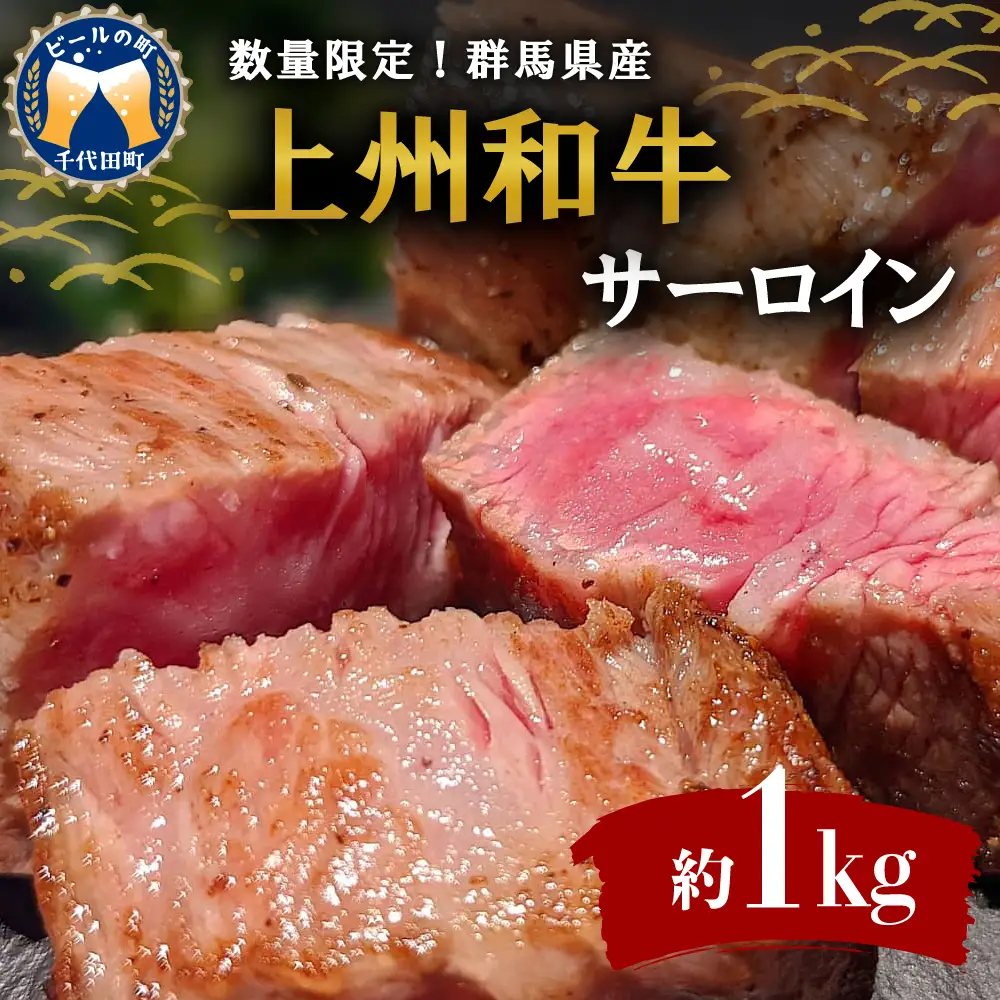 牛肉 サーロイン 【上州和牛】 ブランド 牛 1kg (250g×4枚) 群馬 県 千代田町 ※沖縄・離島地域へのお届け不可