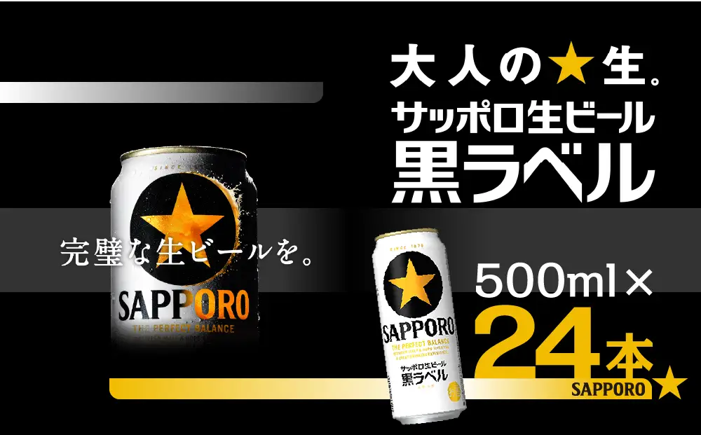 サッポロ 黒ラベル ビール 500ml×24本 (1ケース) ＜千葉（船橋）工場