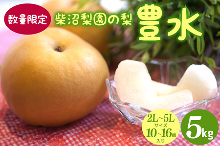 【先行予約/9月上旬から発送】 柴沼梨園の梨 （ 豊水 ） 梨 5kg 10～16個入り BX-017