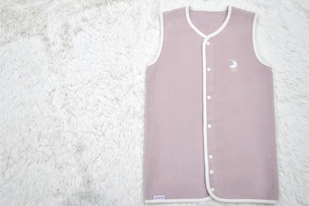 綿毛布スリーパー (Lサイズ) 2way仕様で暖か ベージュピンク×ホワイト 毛布の町 (泉大津産)｜ ベビー キッズ sleeper-s [2445]