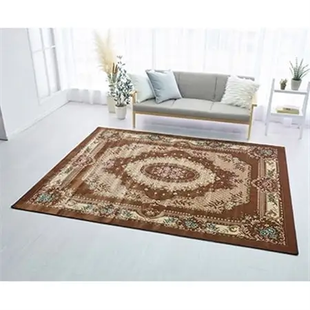 絨毯 ラグマット 2畳 正方形 200×200 洗える 厚手 ボルダー ブラウン_雑貨・日用品  家具・インテリア _【1059584】