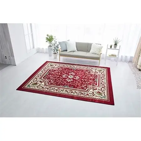 絨毯 ラグマット 2畳 正方形 200×200 洗える 厚手 サンアントニオ エンジ_雑貨・日用品  家具・インテリア _【1125091】