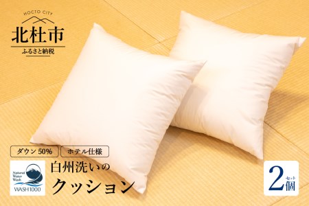 白州洗いの羽毛クッション　2個セット 羽毛クッション 2個セット 45×45ｃｍ ダウン50％ 600g 日本製 ホテル仕様 クッション 羽毛 白州洗いの羽毛クッション 新生活 [h126]