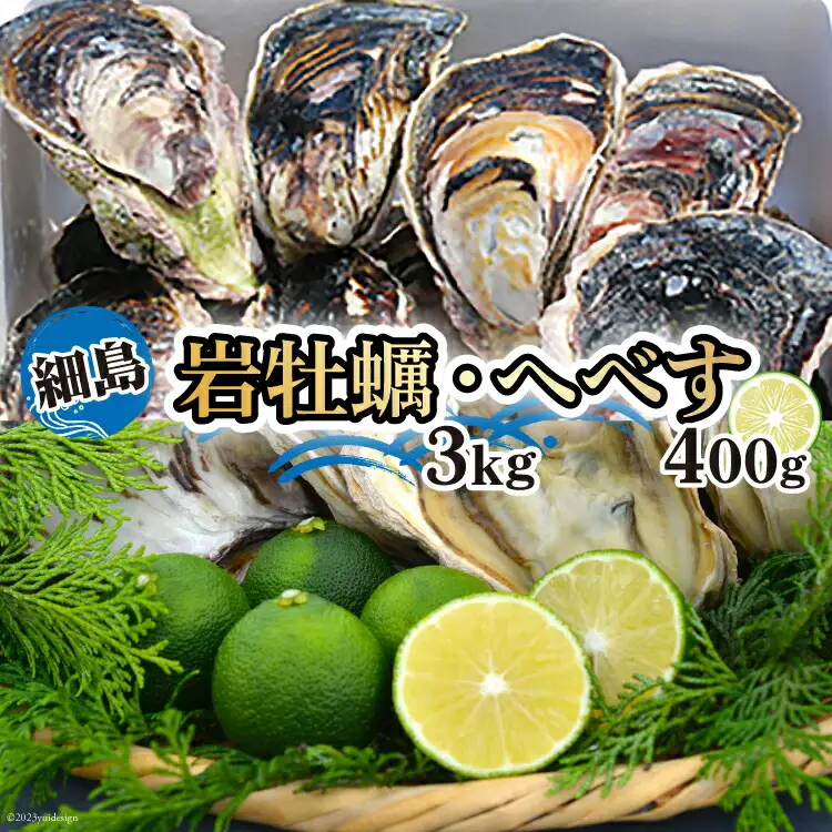 【期間限定発送】岩牡蠣 殻付き 細島 岩ガキ 約3kg 日向特産 へべす 400g セット [道の駅日向 宮崎県 日向市 452061390]