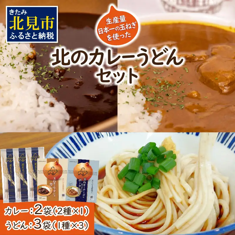 生産量日本一の玉ねぎを使った北のカレーうどんセット ( カレー うどん 麺 セット 玉ねぎ たまねぎ 牛すじ チーズ 豚 )【104-0016】