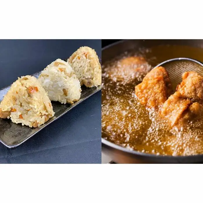 お手軽レンチンセット（国産若鶏唐揚げ３種食べ比べ960g）＋（鶏めしおにぎり90g×12個）