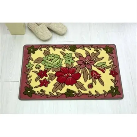 玄関マット 50×80 洗える マット 高級 金華山織 フラワーアレンジ ピンク_雑貨・日用品  家具・インテリア _【1125214】