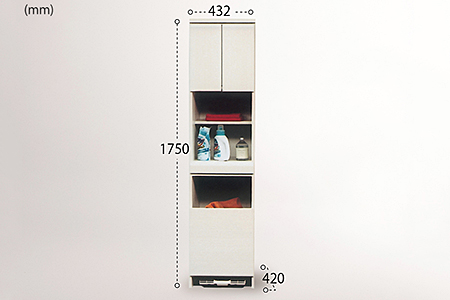 45幅ランドリー隙間収納（白）【諸富家具】：C129-005