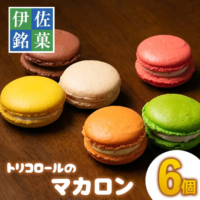 isa245 伊佐銘菓！フレッシュバター100％使用！トリコロールのマカロン(6個)洋菓子 マカロン お菓子 スイーツ デザート ミルク イチゴ オレンジ レモン メロン チョコ 冷凍 冷凍便【ケーキハウストリコロール】