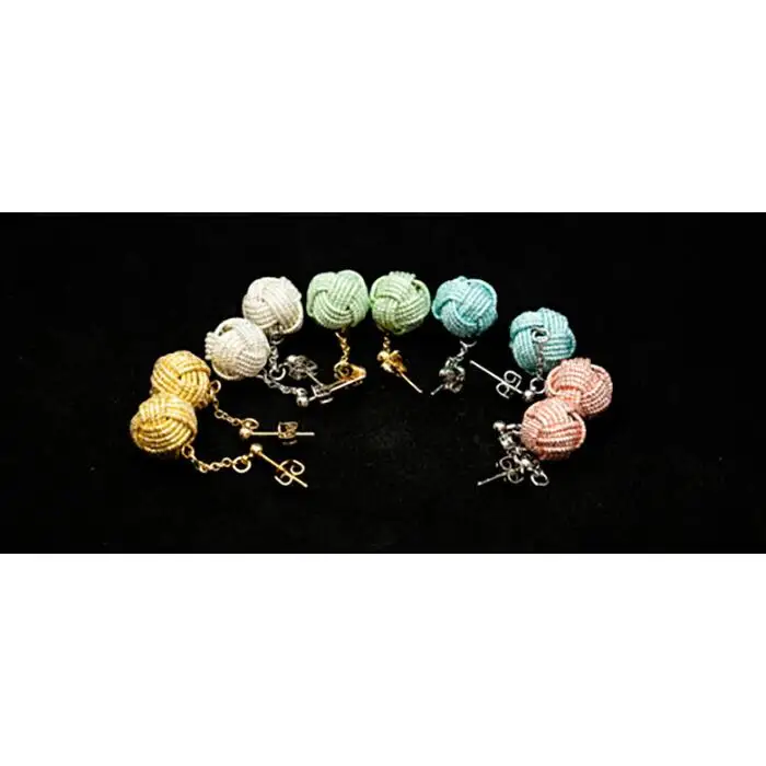 【加賀水引】（シルバー）水引ピアス　玉スイング