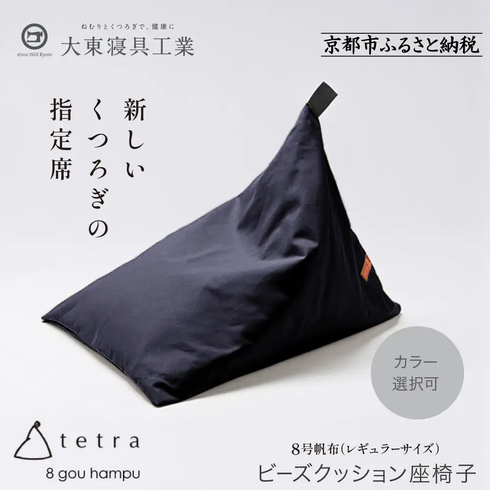 【大東寝具】tetra 8号帆布（レギュラーサイズ）（青紫）｜京都 ビーズクッション 人気ブランド くつろぎ 癒し クッション