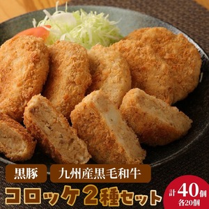 2種コロッケ詰合せセット 40個(20個×2)_コロッケ 詰合せ セット 計 40個 ホクホクコロッケ 鹿児島産 黒豚 九州産 黒毛和牛 各 80g × 40個 澱粉質 ホクホク 国産 馬鈴薯 サクサク 培焼式 生パン粉 おいしさ 口に広がる お取り寄せ お取り寄せグルメ 福岡県 久留米市 送料無料 〔Cx210〕