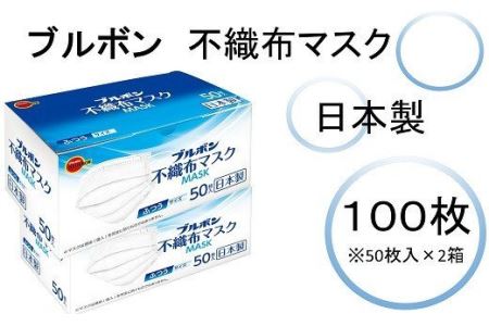 ブルボン 不織布マスク100枚（50枚/箱×2箱）[ZB359]
