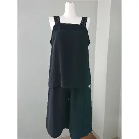 【丹後シルク】キャミソール・ペティコート黒(飾りシルクレース)Lサイズ_装飾品・工芸品 女性・レディース 洋服 _【1238447】