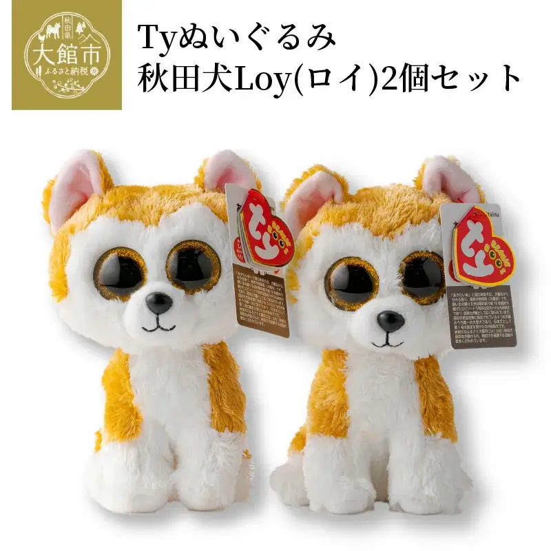 35P7303 Tyぬいぐるみ秋田犬Loy(ロイ)　2個セット 【配送日指定不可】