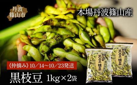 【令和8年産 先行予約】丹波篠山産 黒枝豆（サヤのみ）1kg×2袋〈仲摘み 10/14～23発送〉 枝豆  [AQ17]