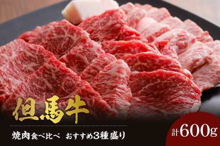 但馬牛 焼肉 食べ比べ おすすめ3種盛り 合計600g 冷凍 牛肉  02-17