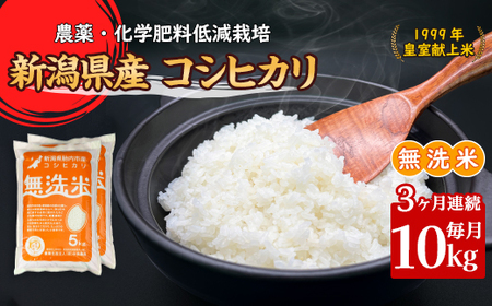 16-M103【3ヶ月連続お届け】新潟県胎内市産コシヒカリ【無洗米】10kg（5kg×2袋）