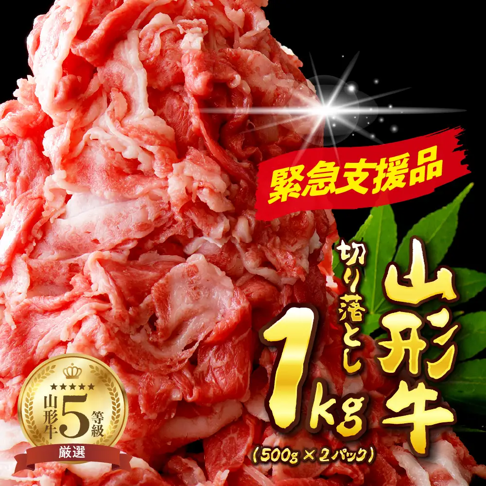 山形牛 5等級 切り落とし 1kg 500g×2 山形牛 牛肉