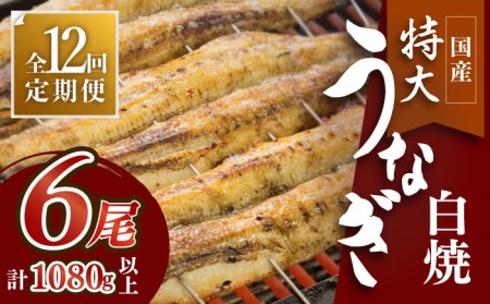 ふっくらジューシーのこだわりうなぎ【12回定期便】国産うなぎの白焼 6枚セット×12回[FAD020]