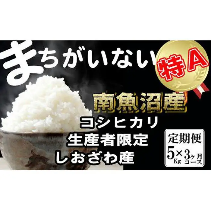 【令和7年産】【定期便】生産者限定 契約栽培  南魚沼しおざわ産コシヒカリ（5Kg×3ヶ月）【定期便 銘柄米 ブランド米 精米 こしひかり コシヒカリ 魚沼産 新潟米 産地直送 お米 米 こめ コメ ご飯 御飯 ごはん】