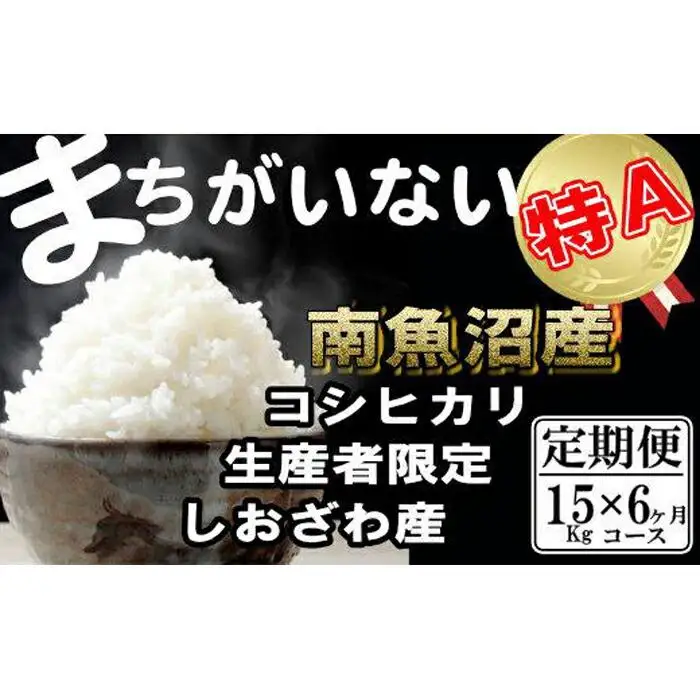 【令和7年産】【定期便】生産者限定 契約栽培　南魚沼しおざわ産コシヒカリ（15Kg×6ヶ月）【定期便 銘柄米 ブランド米 精米 こしひかり コシヒカリ 魚沼産 新潟米 産地直送 お米 米 こめ コメ ご飯 御飯 ごはん】