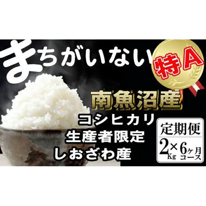 【令和7年産】【定期便】生産者限定 契約栽培　南魚沼しおざわ産コシヒカリ（2Kg×6ヶ月）【定期便 銘柄米 ブランド米 精米 こしひかり コシヒカリ 魚沼産 新潟米 産地直送 お米 米 こめ コメ ご飯 御飯 ごはん】