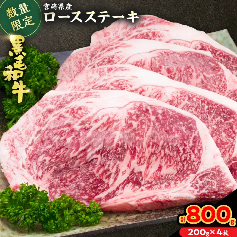 数量限定 黒毛和牛 ロースステーキ 計800g_DC26-25
