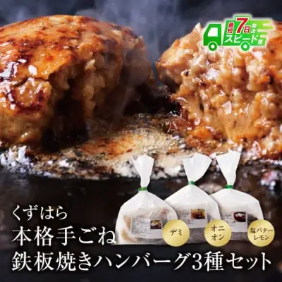 Z07-01 寄附額改定↓↓ くずはら 本格手ごね鉄板焼き ハンバーグ 3種 ハンバーグ
