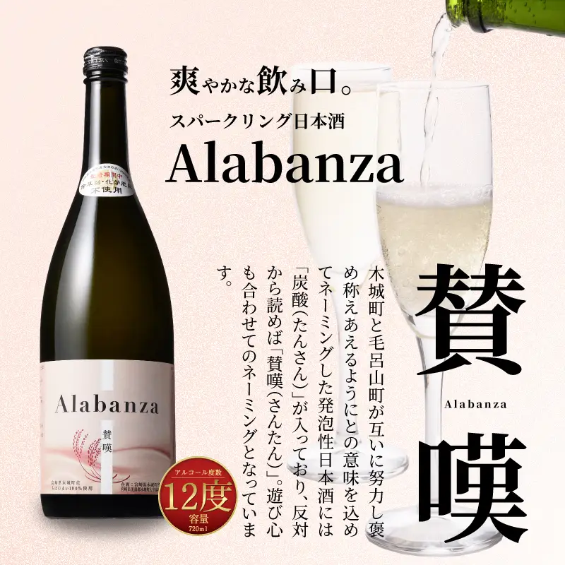 【7日以内に発送】令和8年産 木城町・毛呂山町 新しき村友情都市コラボ スパークリング日本酒 「Alabanza」～賛嘆～4本 _K21_0018_2