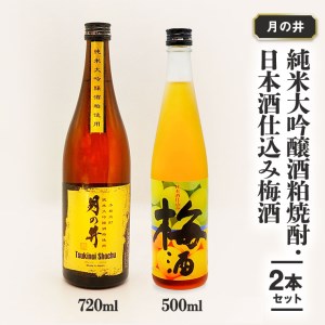 純米大吟醸 酒粕焼酎 720ml 日本酒 仕込み 梅酒 500ml 2本 セット 月の井 大洗 地酒 酒粕焼酎 国産梅 日本酒 焼酎 茨城_AW029
