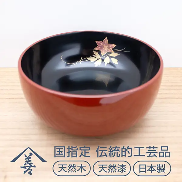 六寸 深鉢 鉄仙 川連漆器 菓子鉢 おしゃれ 木製 茶道 菓子器 和食器