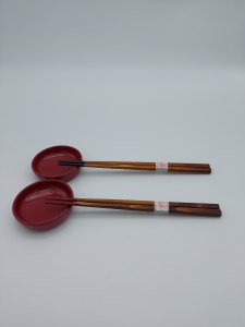 箸置付豆皿と箸セット【丸利漆工所】[H5703]